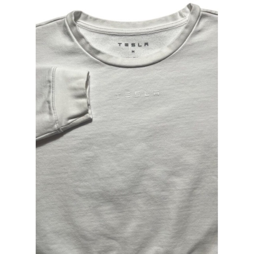 Tesla Womens SZ M White Out Crewneck Sweatshirt- 1050